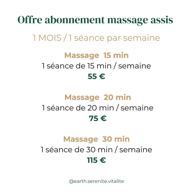 Offre abonnement massage assis