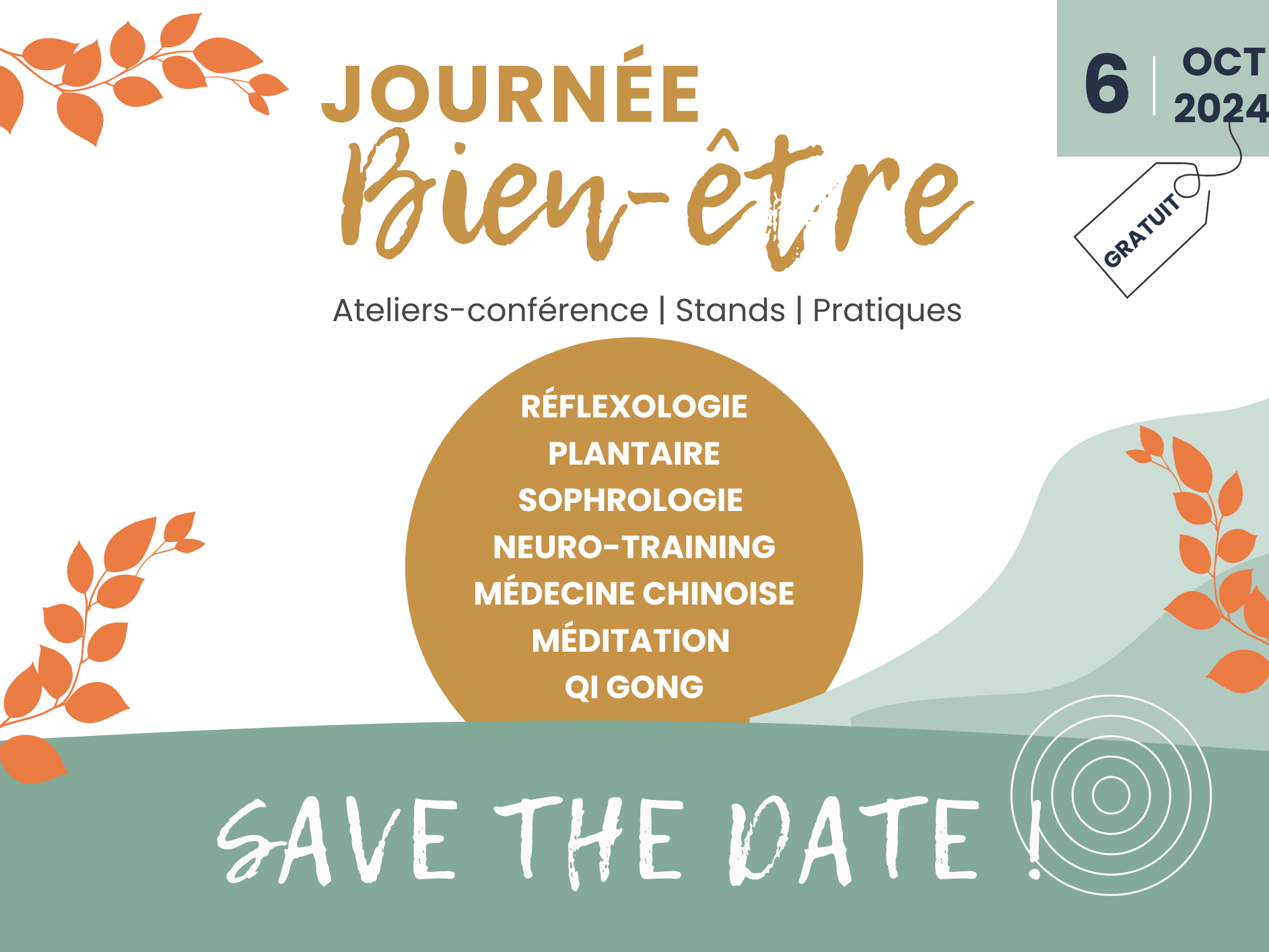 Dimanche 6 octobre à Retiers, prenez le temps d'une journée sur la thématique du bien-être avec : Ateliers-conférence | Stands l Pratiques.
Découvrez le programme !